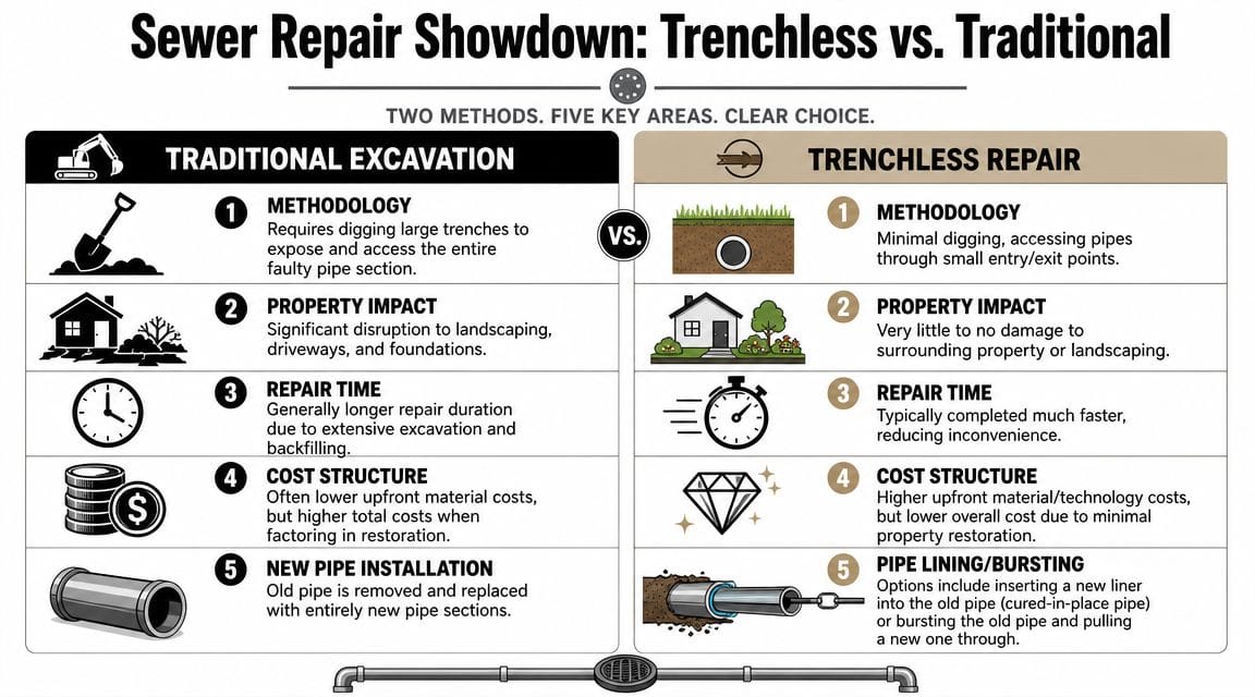 Comparing Trenchless vs Traditional Sewer Repair